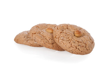 Almendrados, a typical and traditional almond biscuit from the Algarve region of Portugal, isolated on white background