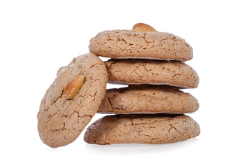 Almendrados, a typical and traditional almond biscuit from the Algarve region of Portugal, isolated on white background