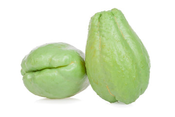 Two Chayotes isolated on white background