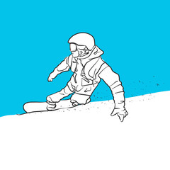 Snowboarder nimmt Kurve, Blaue Serie