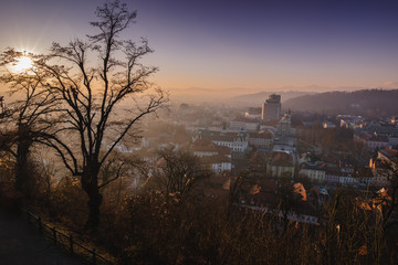 Foggy city (Ljubljana, Slovenia)