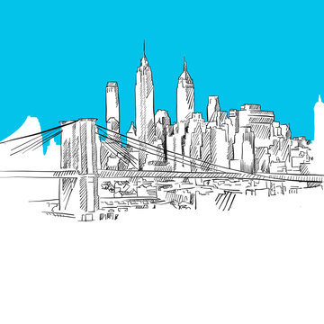 Manhattan mit Brooklyn Brücke, Blaue Serie