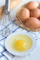 Eggs and flour ingredients like baking, culinary background