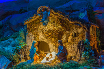 Christmas Nativity scene - obrazy, fototapety, plakaty