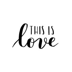 Obraz premium handwritten lettering quote about love to valentines day design or wedding invitation or poster, home decor and other, calligraphy vector illustration. black ink on white isolated background.