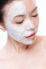 Cute attractive woman caring about her skin