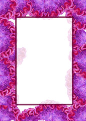 Frame flower celosia purple. Greeting card. Watercolor illustration.