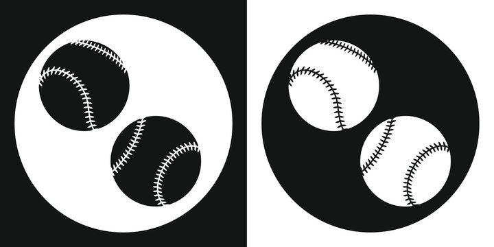 Baseball ball icon. Silhouette baseball ball on a black and white background. Sports Equipment. Vector Illustration.