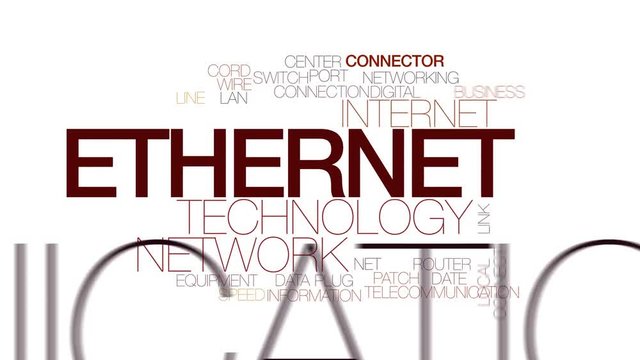 Ethernet animated word cloud. Kinetic typography.