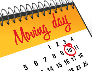 Moving Day mark on calendar, vector illustration