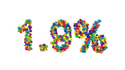 Colorful candy sweets in shape of 1.9 percent