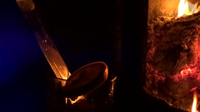 Knife brandy and flame