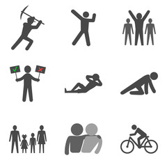 Set of people stick man icons trendy flat style isolated on whit