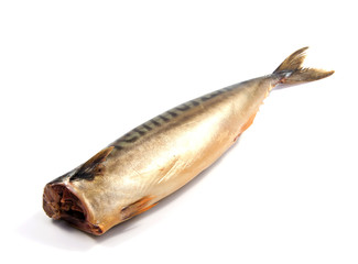 Smoked mackerel isolated on white background