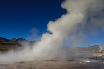 Eruption of geyser at El Tatio