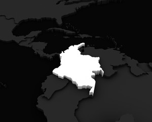 colombia map 3D illustration