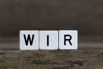 German word we, written in cubes