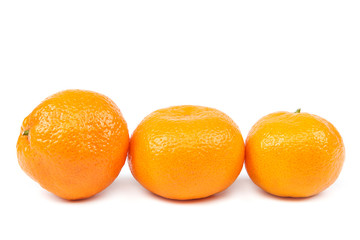Fruits of a tangerine on a white background.