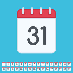 Flat calendar icon with data.