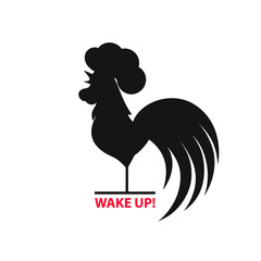 Silhouette of the cock on white background