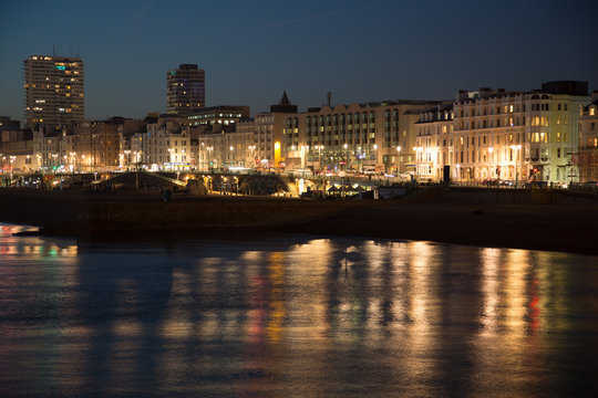 Brighton seafront at sunset