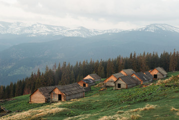Houses of shepherds in mountains