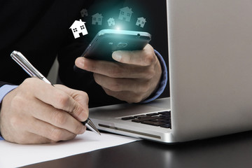 mani, devices, tecnologia, comunicazione, scrivere