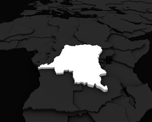 democoratic republic of the congo map 3D illustration