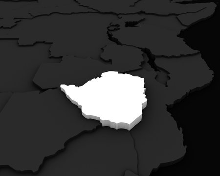 zimbabwe map 3D illustration