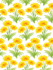 Seamless pattern with bunches of yellow flowers