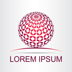 Logo stylized spherical surface with abstract shapes