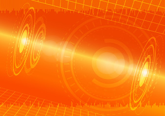 Abstract digital technology orange background.