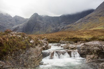 Moody photo of the fairy pools on Isle of Sky Scotland