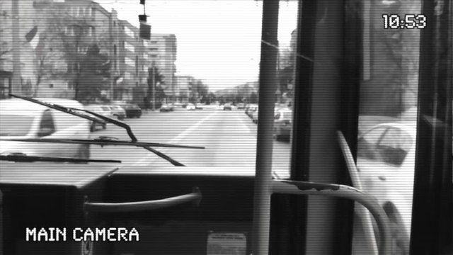 Traveling with bus. Security camera video