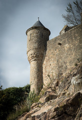 Turret on the walled city of Mont St Michel Normandy France © The Whyte Stock