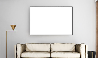 The interior design of white sofa living room