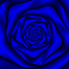 Blue Rose Spiral / An abstract fractal image with a spiral rose design in shades of blue.