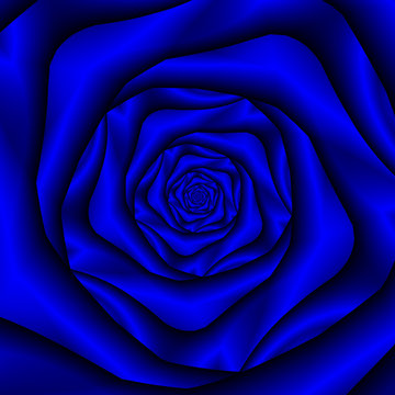 Blue Rose Spiral / An abstract fractal image with a spiral rose design in shades of blue.