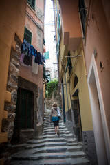 Stairs in the narrow streets of Vernazza Italy © The Whyte Stock