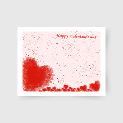Happy Valentine's day card with falling hearts. vector background