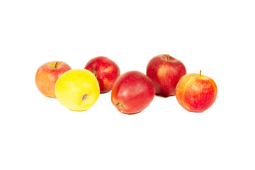 Group of fresh red apple fruits isolated white