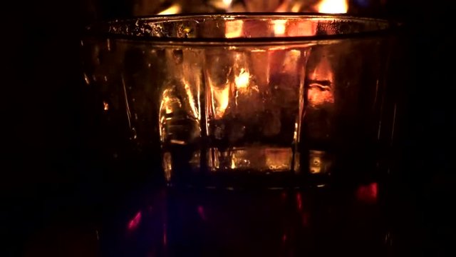 A glass of cognac and flame