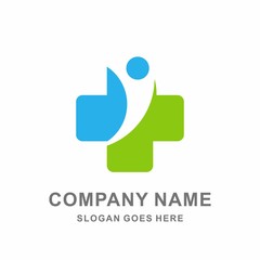 Medical Pharmacy Geometric Cross People Shape Medication Wellness Business Company Stock Vector Logo Design Template