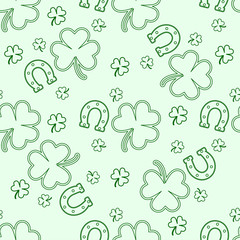 Monochrome background on St. Patrick's Day, seamless pattern.
