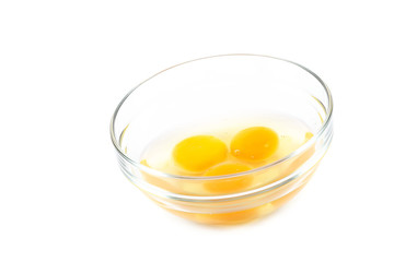Egg yolks with proteins in a glass dish