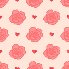 Gentle roses pattern with big and small flowers
