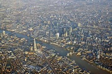Vue aérienne du centre de Londres depuis une fenêtre d& 39 avion