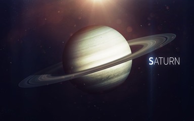 Plakat Saturn - High resolution beautiful art presents planet of the solar system. This image elements furnished by NASA