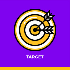 Linear icon of target. Pictogram in outline style on white. Vector modern flat design element for mobile application and web design.