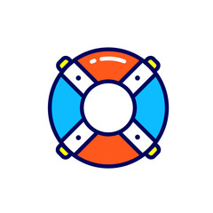 Linear lifebuoy icon. Pictogram in outline style on white. Vector modern flat design element for mobile application and web design.